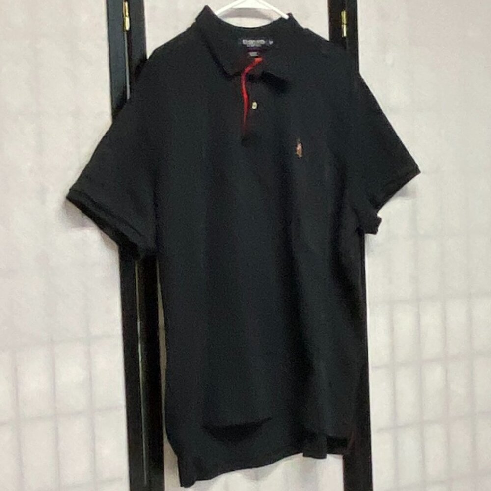 US Polo Assn Rib Collar 2 Button Luxury Feel Knit Polo Black 2XL Short Sleeve - Picture 4 of 13